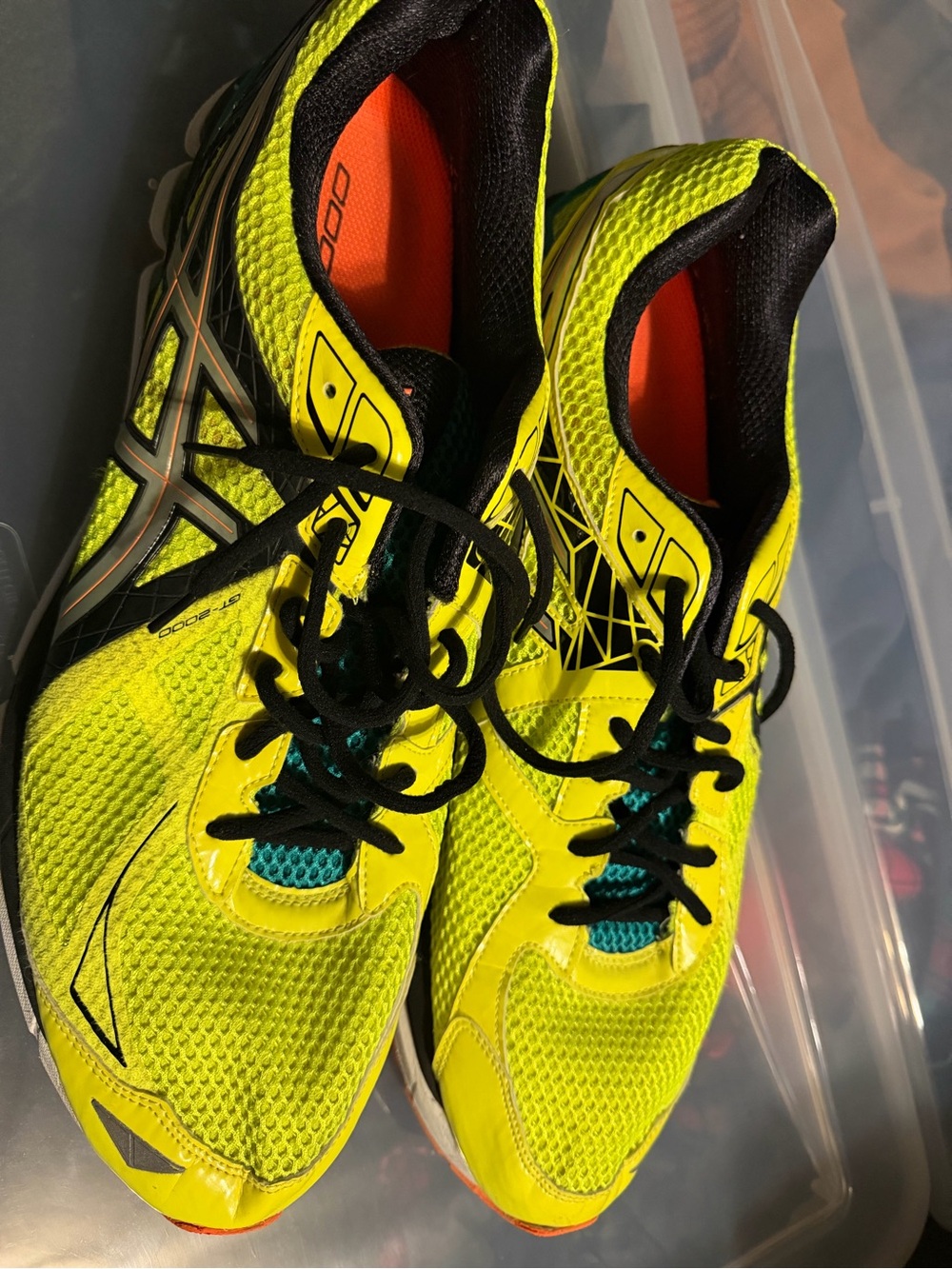 Asics Men's Neon Yellow and Black Athletic Running Shoes